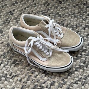 Vans Cream and White Canvas Sneakers